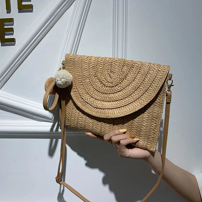 Wool Ball Decorative Shoulder Messenger Bag