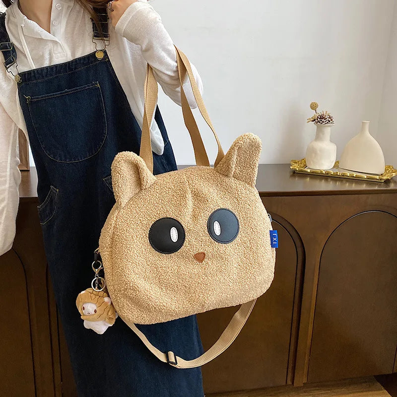 Plush lamb handbag with large capacity