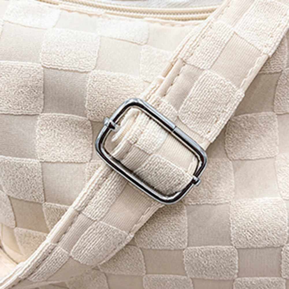 Large Plaid Tote Bag Adjustable Strap Soft Solid for Work