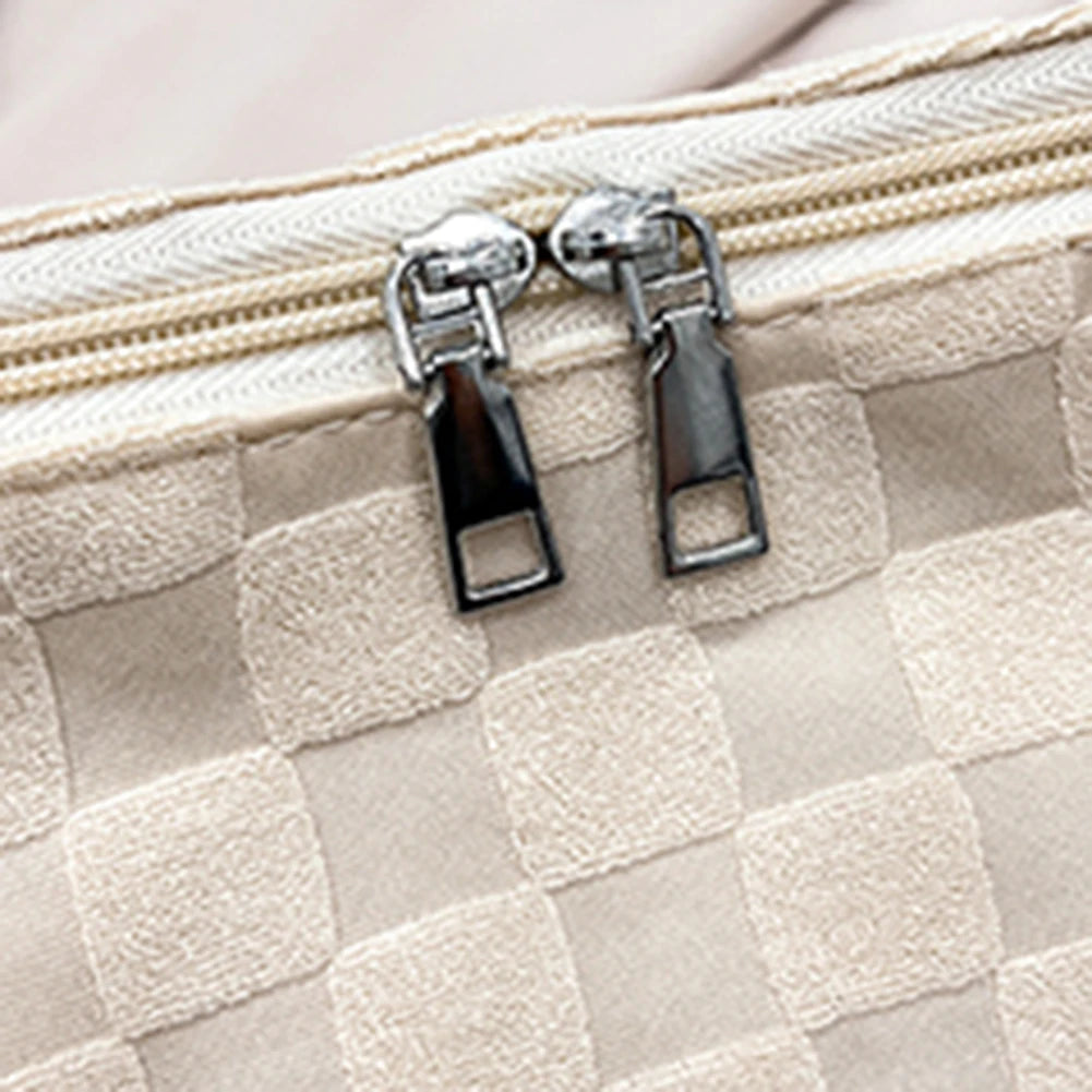 Plaid Crossbody Bag Large Capacity Adjustable Strap for Shopping Party