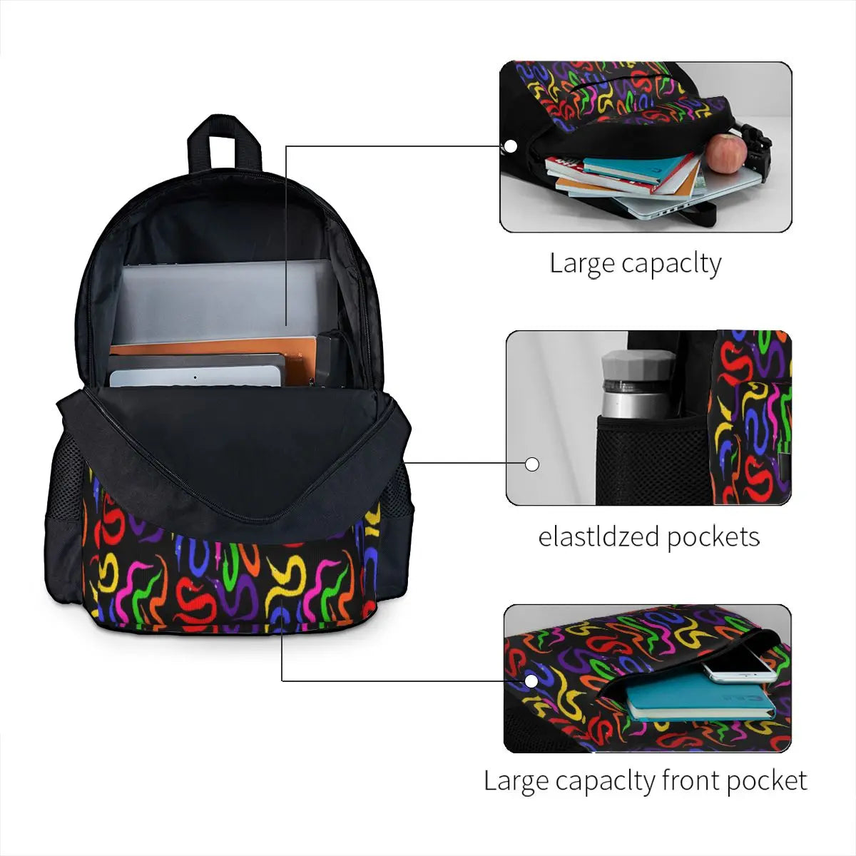 Worm On A String Baby Backpacks Men Women Travel Zipper Close