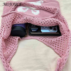 Cute Rabbit Woven Hobo Bag Eco-Friendly Female Tote