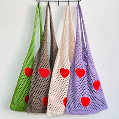 Large Capacity Woven Crochet Tote Bag Eco-Friendly Reusable Foldable for Women