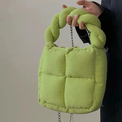Soft Corduroy Ladies Crossbody Bag Quilted Pillow Shoulder Handbag