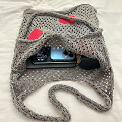 Large Capacity Woven Shoulder Bag Eco-Friendly Hollow Out for Women