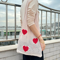 Large Capacity Woven Shoulder Bag Eco-Friendly Hollow Out for Women
