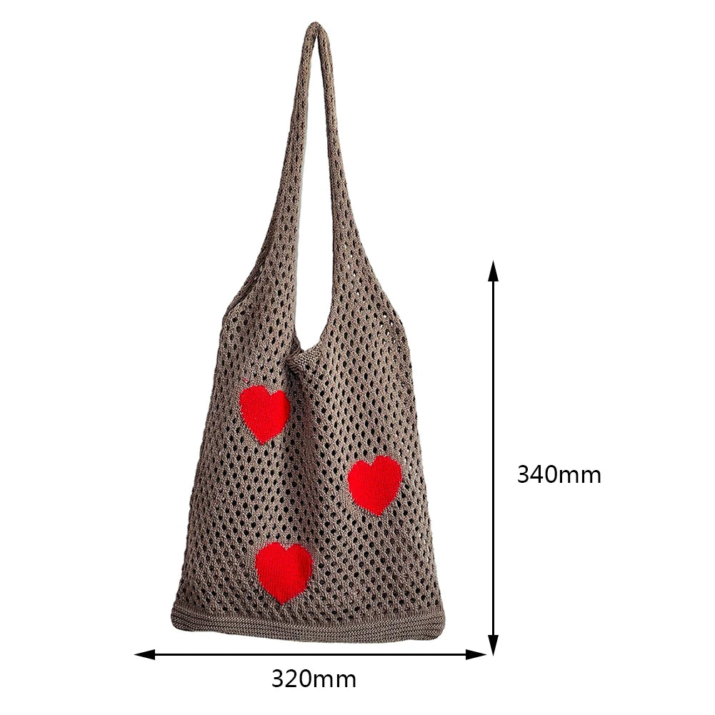 Large Capacity Woven Shoulder Bag Eco-Friendly Hollow Out for Women