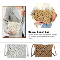 Straw Shoulder Bag with Tassels for Women