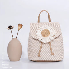 Woven Straw Women Shoulder Backpack Bag Female Holiday Schoolbag Handbags