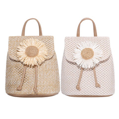 Woven Straw Women Shoulder Backpack Bag Female Holiday Schoolbag Handbags