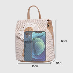 Straw Women Shoulder Backpack Bag Outdoor Travel