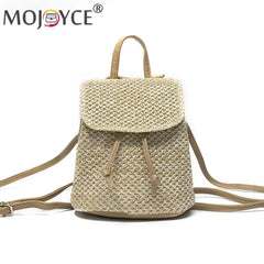 Straw Women Shoulder Backpack Bag Outdoor Schoolbag Handbags