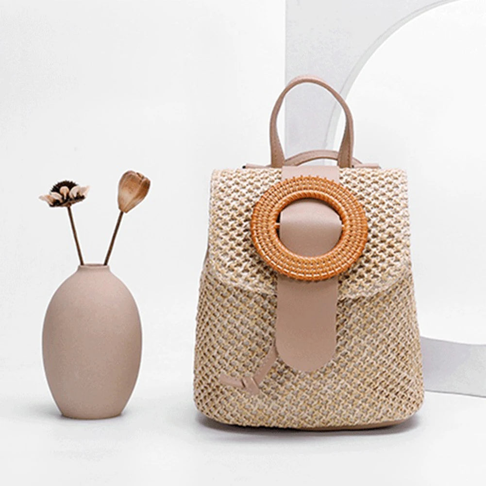 Straw Women Shoulder Backpack Bag Handbags