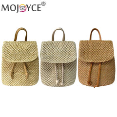 Straw Women Shoulder Backpack Bag Outdoor Schoolbag Handbags