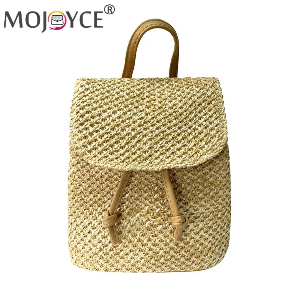 Straw Women Shoulder Backpack Bag Outdoor Schoolbag Handbags