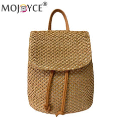 Straw Women Shoulder Backpack Bag Outdoor Schoolbag Handbags