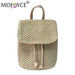 Straw Women Shoulder Backpack Bag Outdoor Schoolbag Handbags