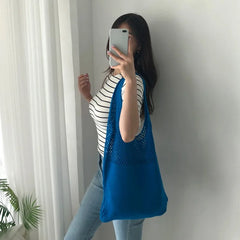 Woven Women's Shoulder Bags Knitted Braid Handbags Tote for Summer Beach Party