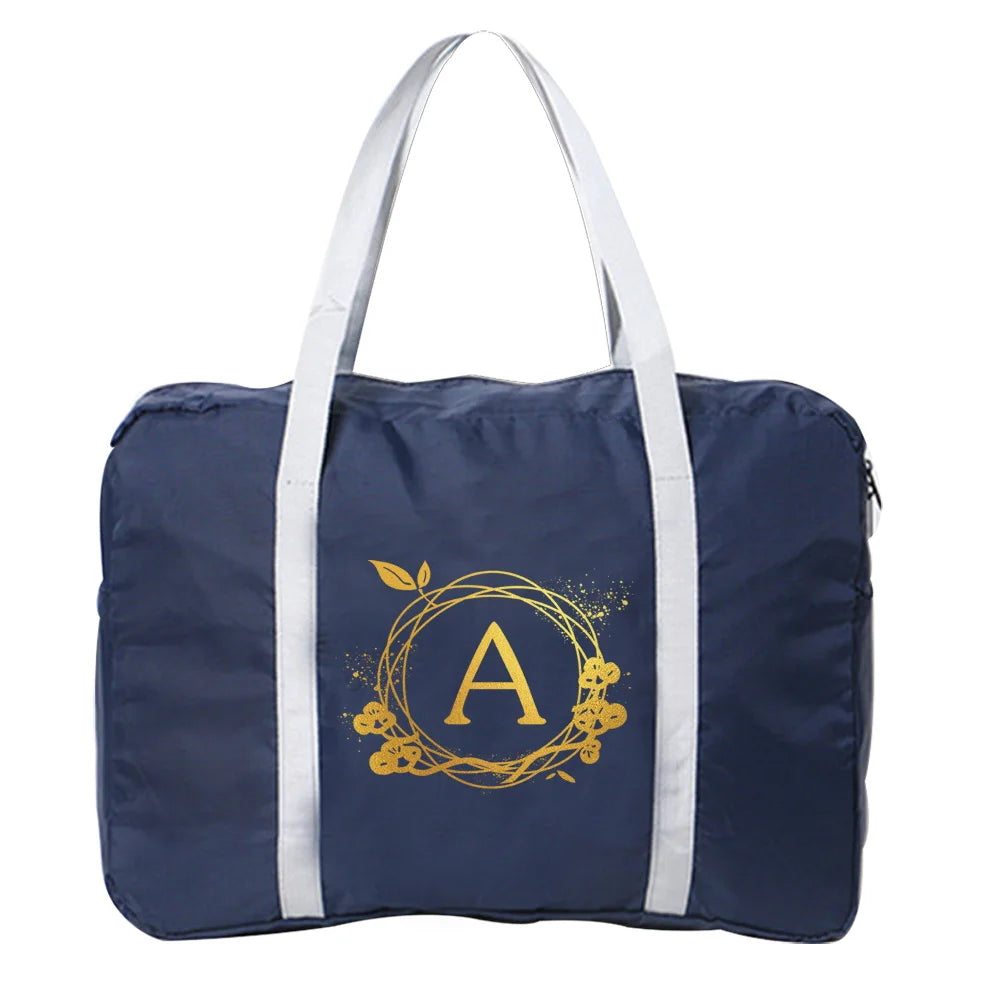 Wreath Print Travel Bag, Foldable Water Proof Large Capacity