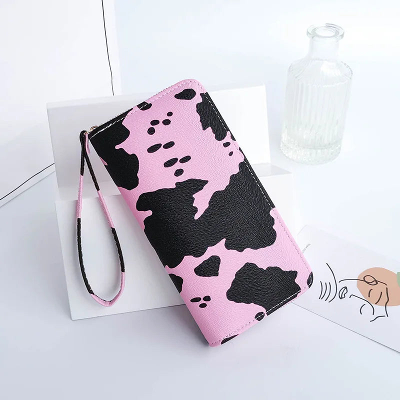 Milk Pattern Long Clutch Wallet PU Handbag