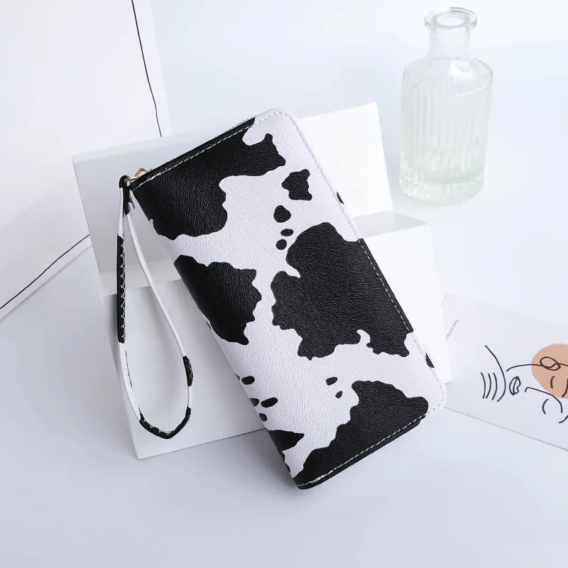 Milk Pattern Long Clutch Wallet PU Handbag