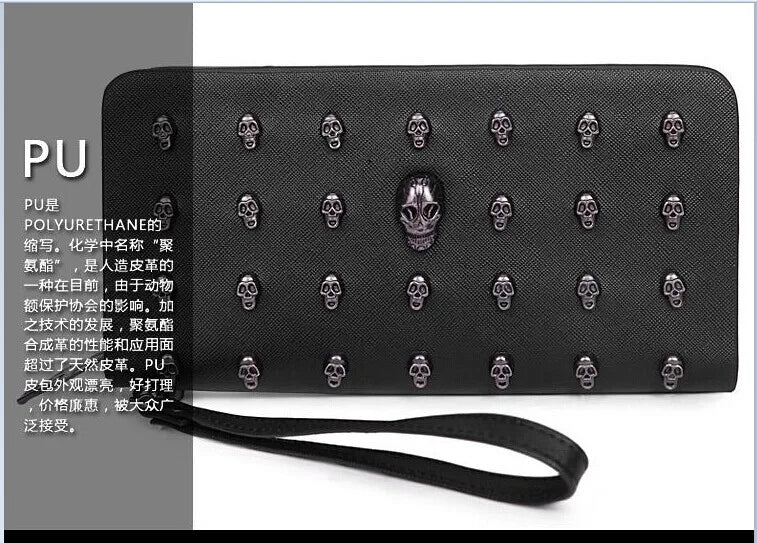 Skull Punk Long Zipper Women's Wallet