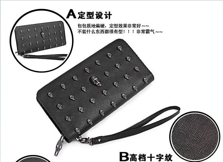 Skull Punk Long Zipper Women's Wallet
