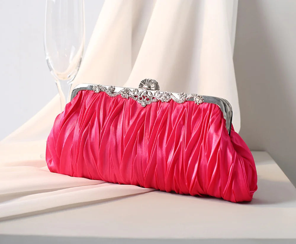Pleated Clutch Purse Evening Bag Bridal Wedding Handbag