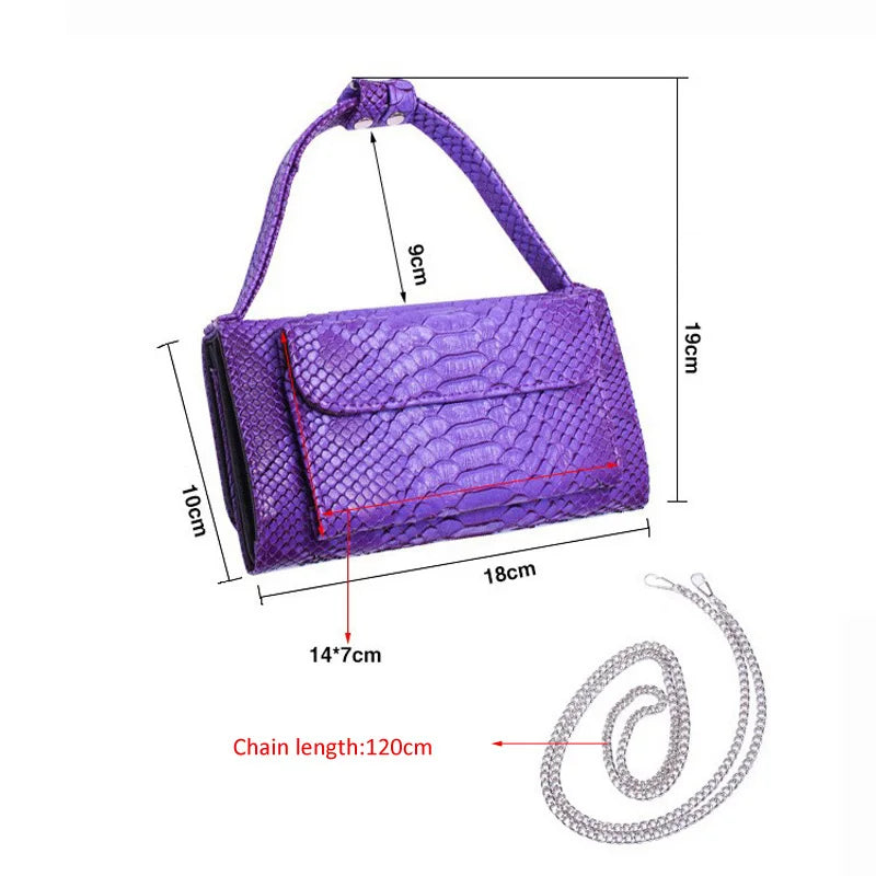 Purple Snake Pattern Clutch Bag Crossbody Bags for Women