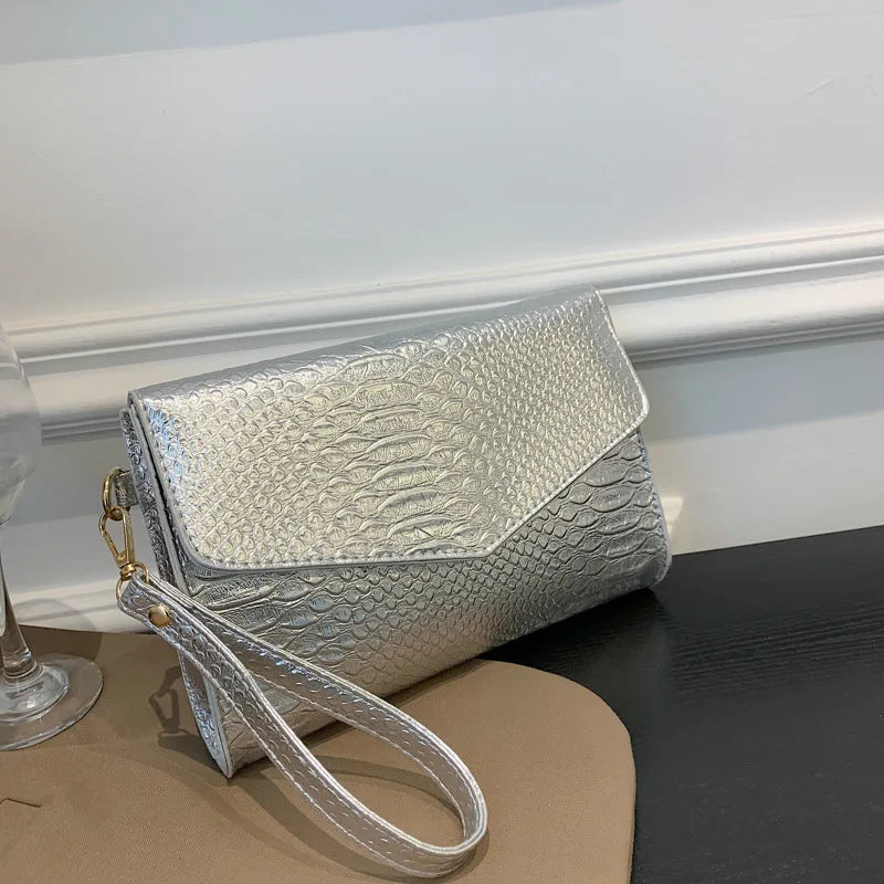 PU Leather Clutch Bags Women Snake Pattern Envelope Pouch Wallet