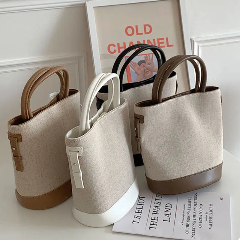 Canvas Bucket Bags for Women Large Capacity Shoulder Crossbody
