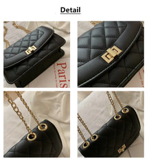 XSLING Embroidered Thread Shoulder Bags Rhombic Soft PU Leather Crossbody Bag