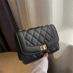 XSLING Embroidered Thread Shoulder Bags Rhombic Soft PU Leather Crossbody Bag
