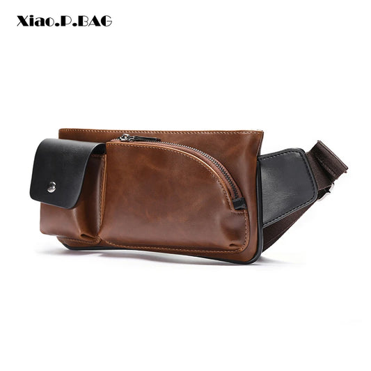 Xiao.P Vintage Chest Bag Travel Crossbody Brown Single Shoulder Bag