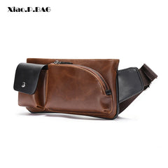 Xiao.P Vintage Chest Bag Travel Crossbody Brown Single Shoulder Bag