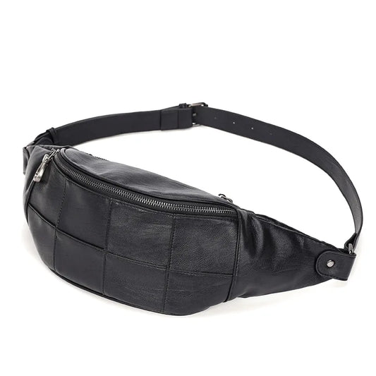 Xiao.p Men's Waterproof Waist Bag High PU Leather Chest Banana Bag