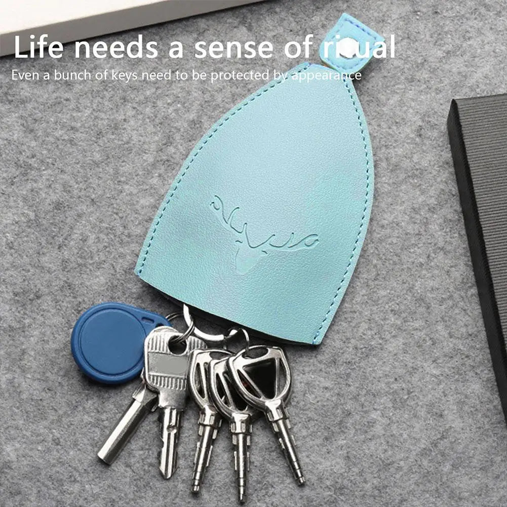 Christmas Elk Pull Type Key Bag PU Leather Key Wallets
