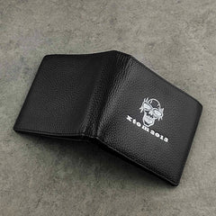 Skull Bifold Zipper Leather Wallet for Men Boys