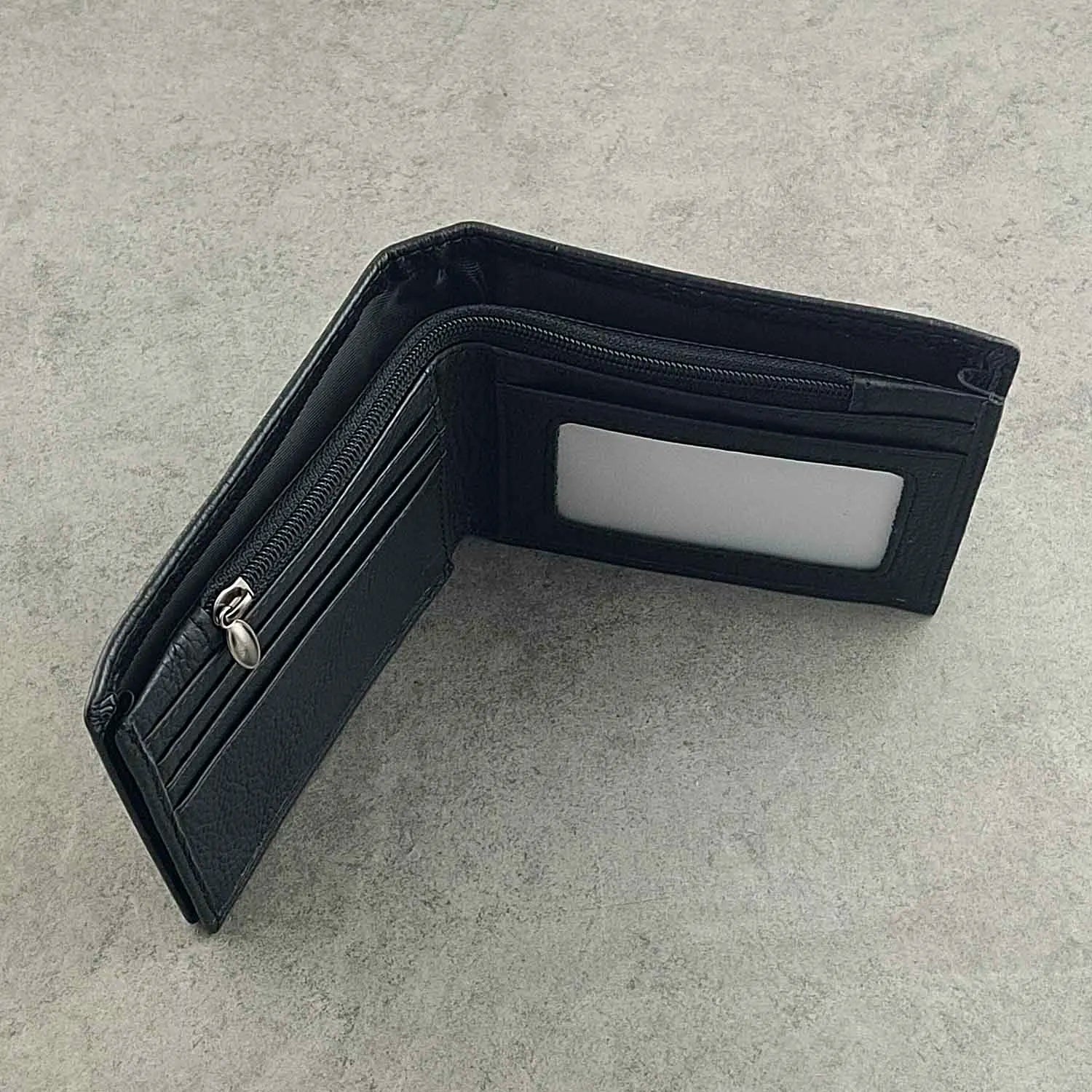 Skull Bifold Zipper Leather Wallet for Men Boys