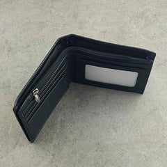 Skull Bifold Zipper Leather Wallet for Men Boys
