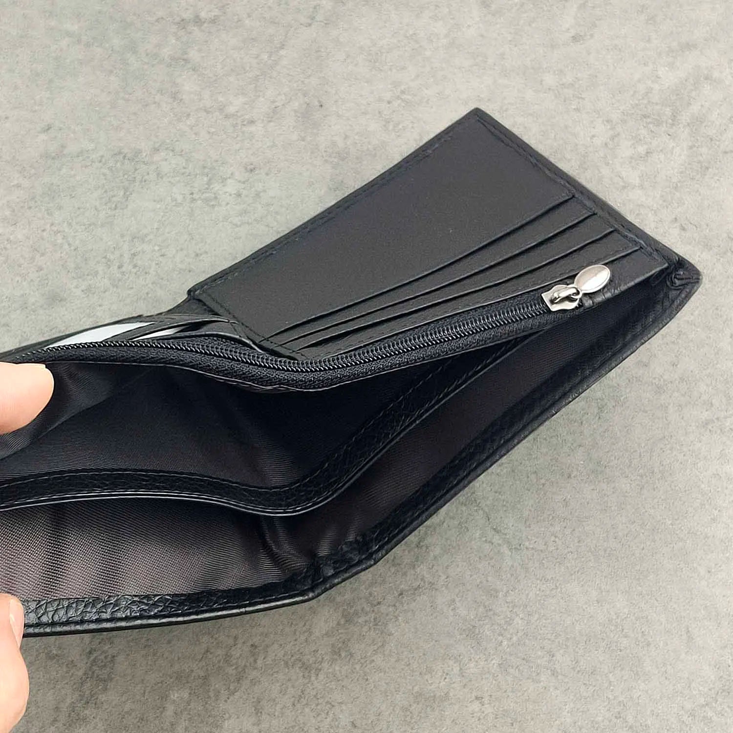 Skull Bifold Zipper Leather Wallet for Men Boys