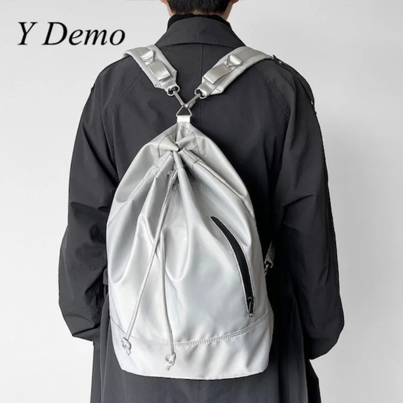 Preppy Style Drawstring Backpack Solid Color Schoolbag