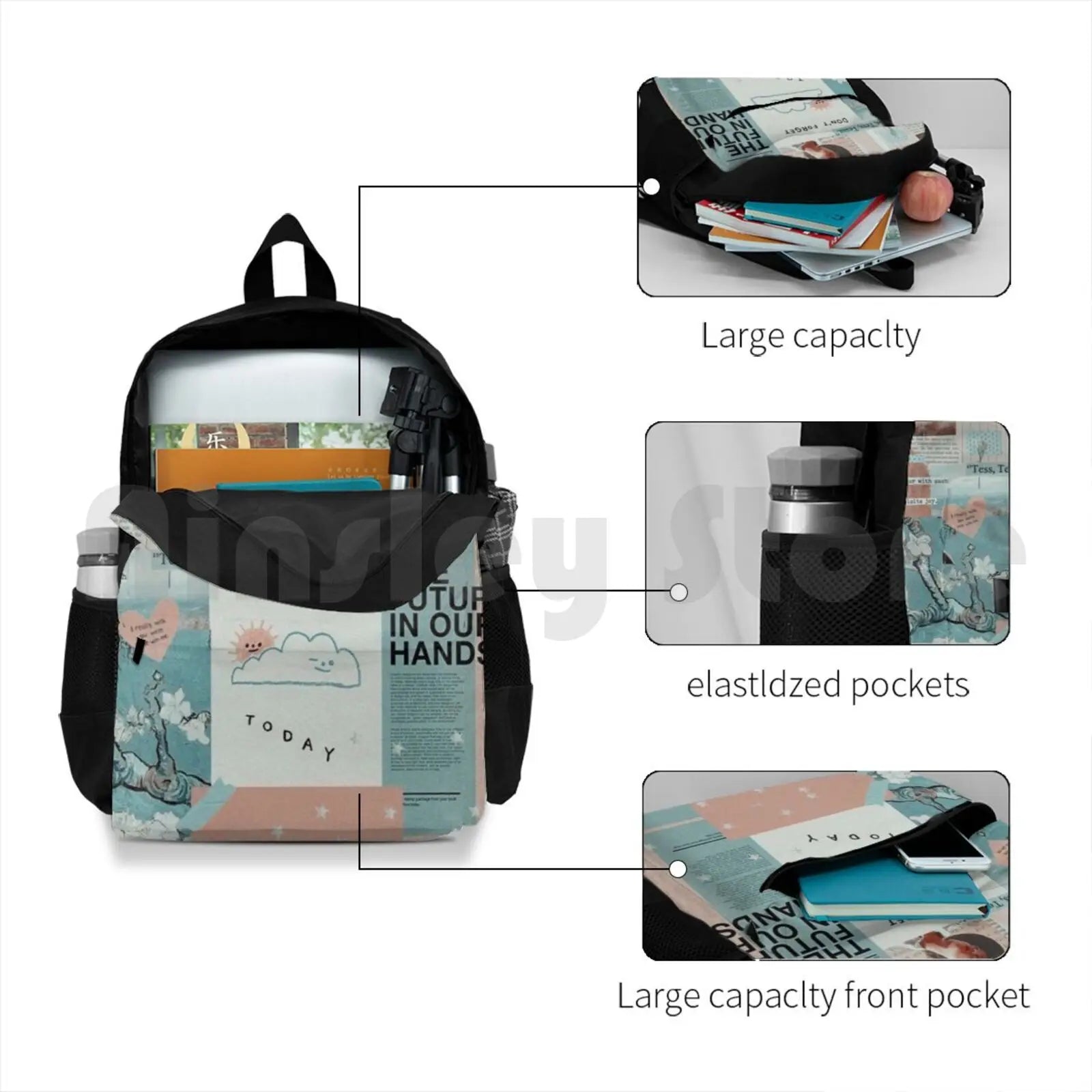 Y2K Light Pink Outdoor Hiking Backpack Waterproof Camping Travel