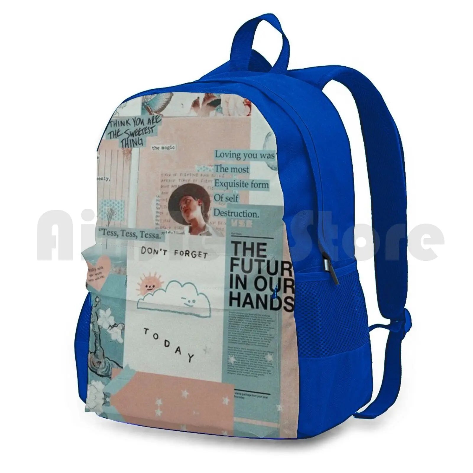 Y2K Light Pink Outdoor Hiking Backpack Waterproof Camping Travel