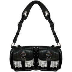 Y2K Heart Metal Chain Rivets Gothic Punk Motobike Witch Lace Bag