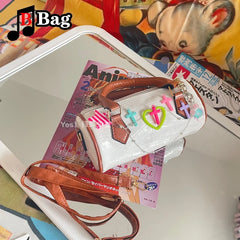 Y2K Women Girls Candy colors cross Shoulder Bags handbags Female Crocodile lines