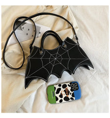 Y2k Dark Cobwebs Tote Handbag Shoulder bag Women Casual Tote Solid Shopping