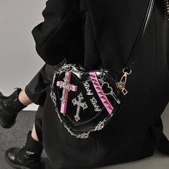 Y2k Hot Girls Shoulder Bag Heart Shaped Crossbody Tote Purse