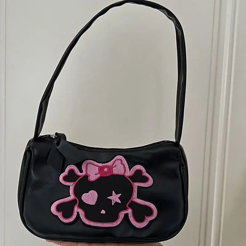 Y2k Gothic Skull Shoulder Bag Ladies Pu Leather Handbag