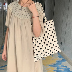 YAOKU Retro Wave Point Canvas Shoulder Bag